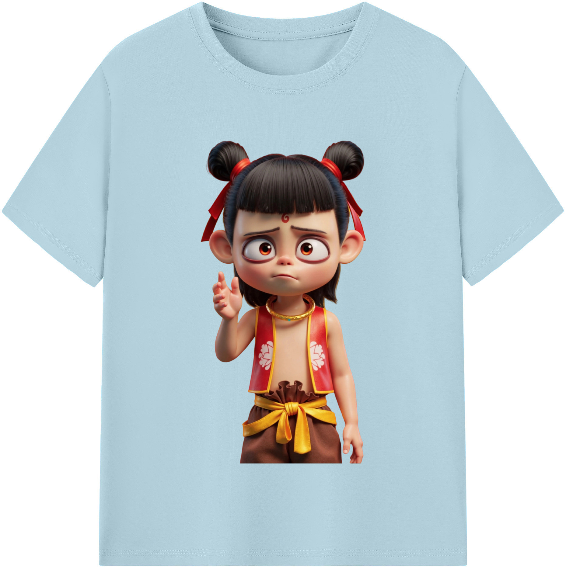 （画像用） Ne Zha 2 ナタ 魔童の大暴れ 綿100％半袖Tシャツ（フロントプリント）